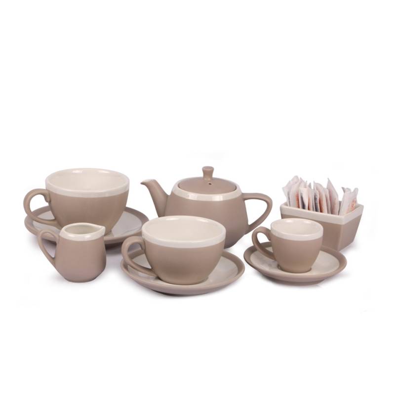 Coffee&Co coffee cup plate in taupe porcelain 12.5 cm