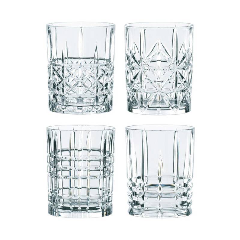 Set bicchieri Highland whisky in vetro decori assortiti cl 34,5