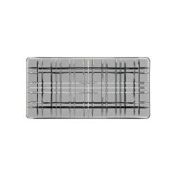 Square Smoke rectangular tray in gray glass 28x14 cm