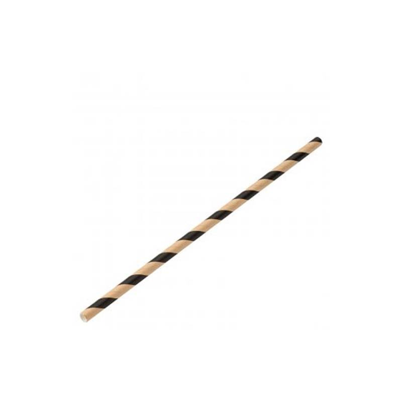 Biodegradable straws with spiral decoration in black and brown paper cm 20x0.6