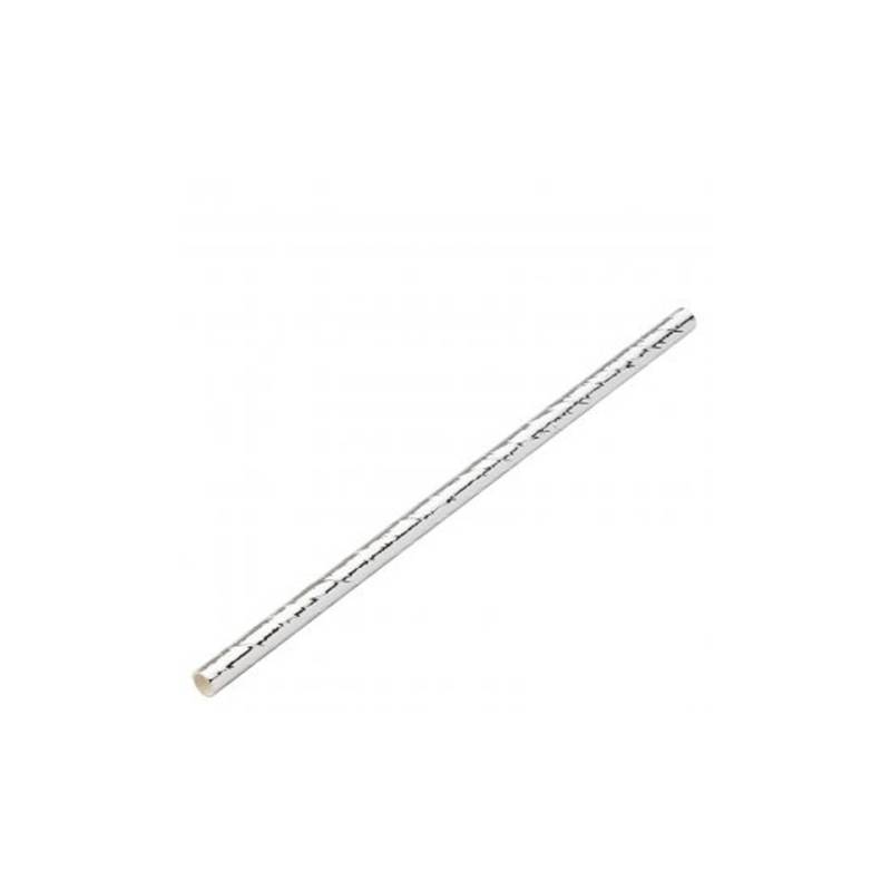 Biodegradable paper straws silver cm 14x0.5