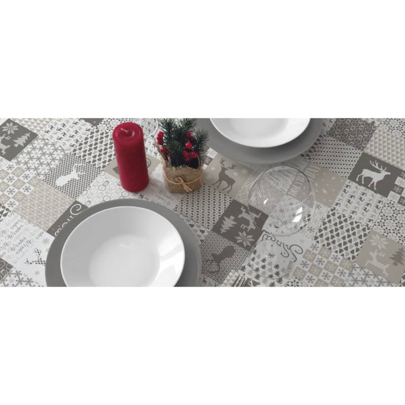 Tovaglia Natale patchwork stone in airlaid cm 100x100