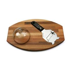 Wooden cutting board with dome and stainless steel truffle cutter Sanelli Ambrogio