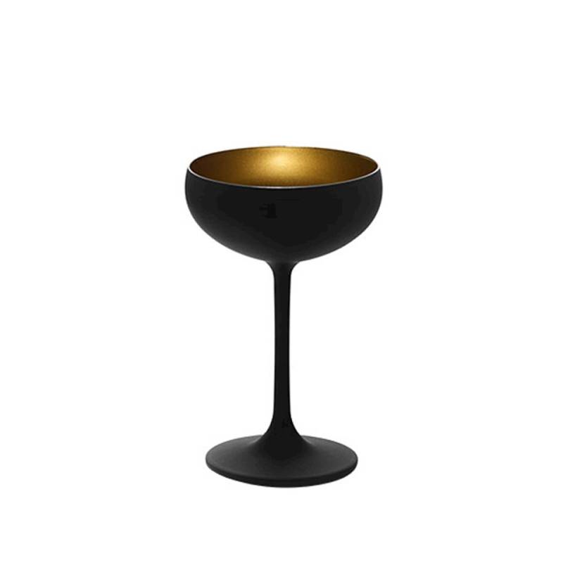 Olympic Stolzle champagne cup in two-tone black and gold glass cl 23