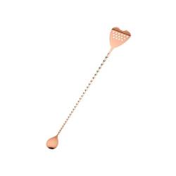 Coppered stainless steel bar spoon with mini strainer cm 40