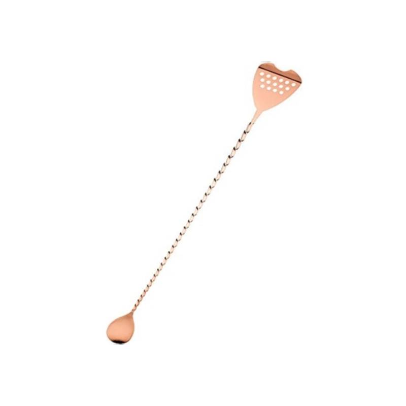 Coppered stainless steel bar spoon with mini strainer cm 40