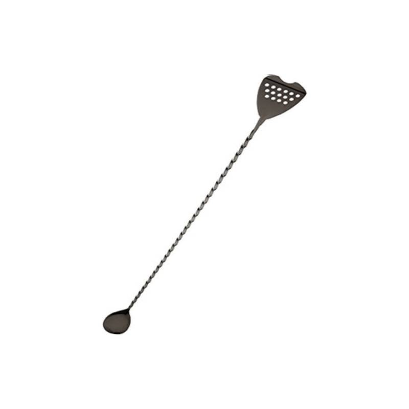 Bar spoon con mini strainer in acciaio inox nero cm 40