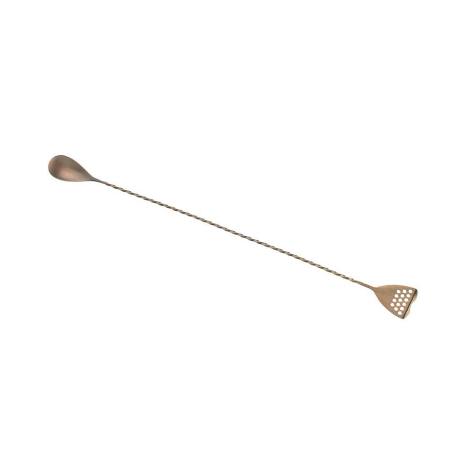 Bar spoon con mini strainer in acciaio inox ramato anticato cm 40