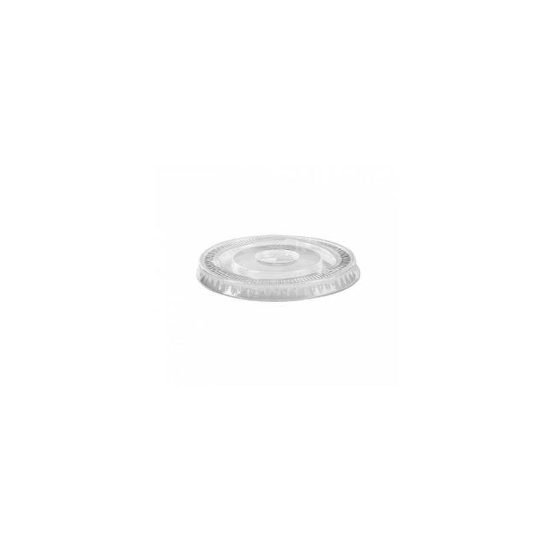 Flat disposable lid with hole made of transparent pet cm 9.2