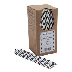 Biodegradable straws with spiral decoration in black and white paper cm 20x0.6