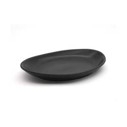 Vassoio ovale in porcellana nera effetto ghisa cm 30