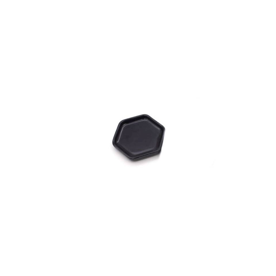 Black porcelain hexagon saucer 2.75x2.56 inch