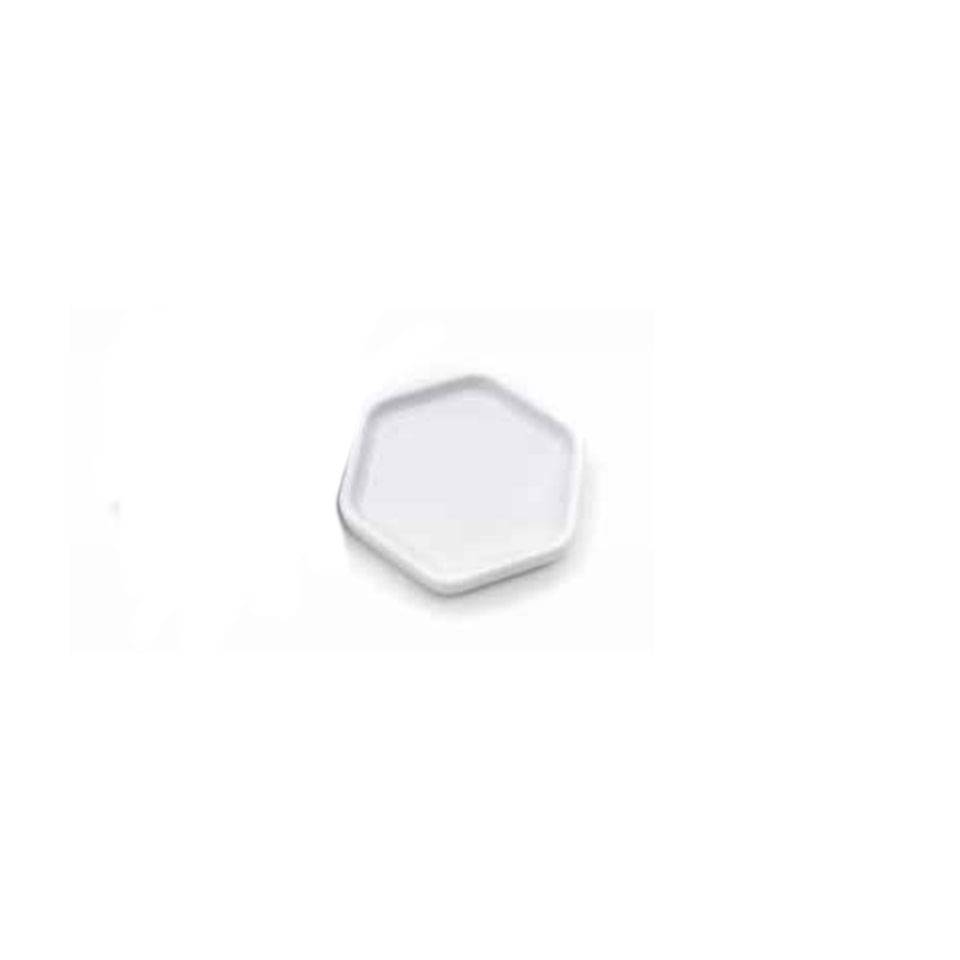 White porcelain hexagon saucer 2.75x2.56 inch