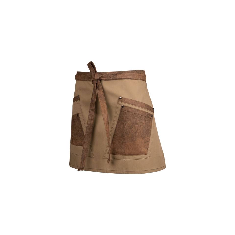 Kopenhagen apron with 2 pockets in polyester and cotton beige cm 36x65