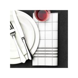 Black and white polyester and cellulose London cutlery napkin 20x10 cm