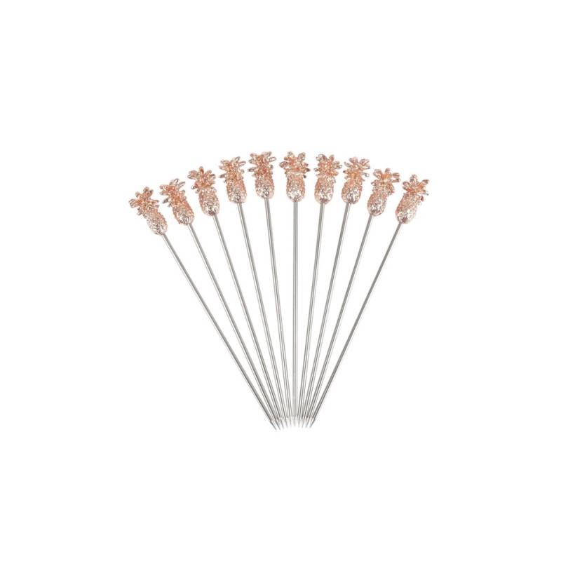 Pineapple cocktail skewers in copper-plated steel 12 cm