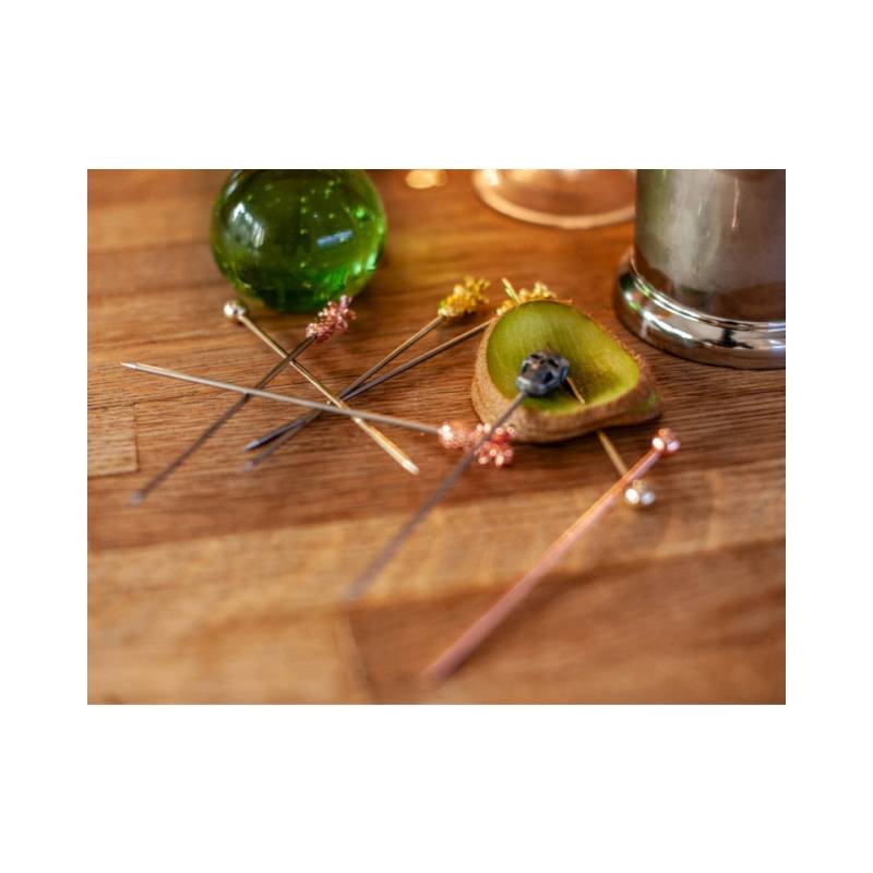 Pineapple cocktail skewers in copper-plated steel 12 cm