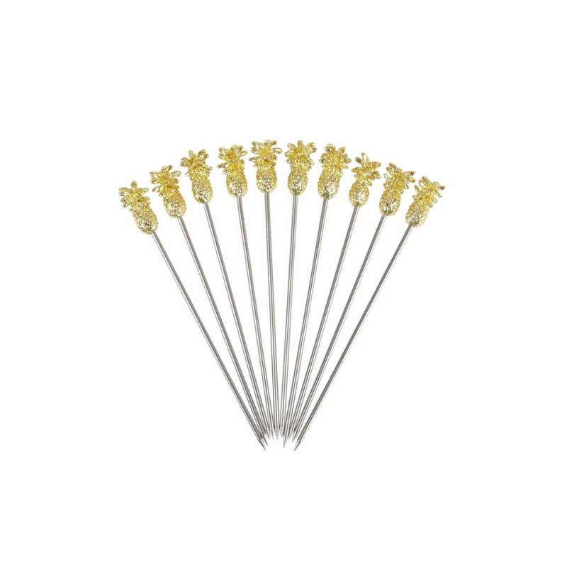 Pineapple cocktail skewers in golden steel cm 12