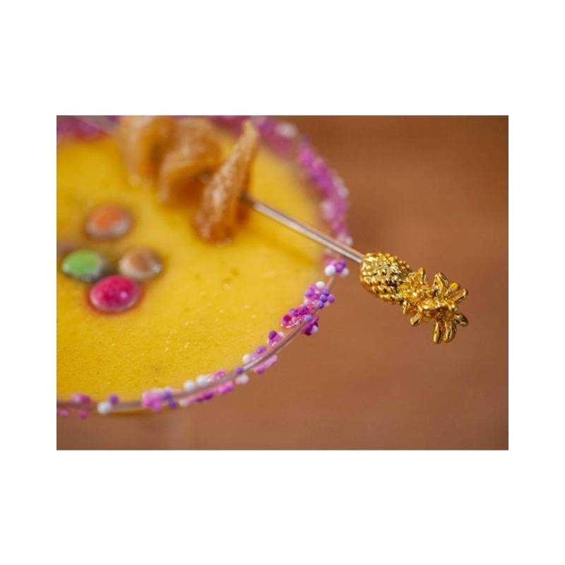 Ananas-Cocktailspieße aus vergoldetem Stahl 12 cm