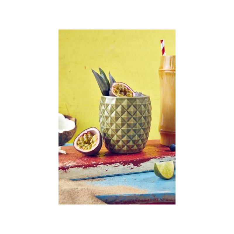 Tiki mug ananas in porcellana verde cl 40