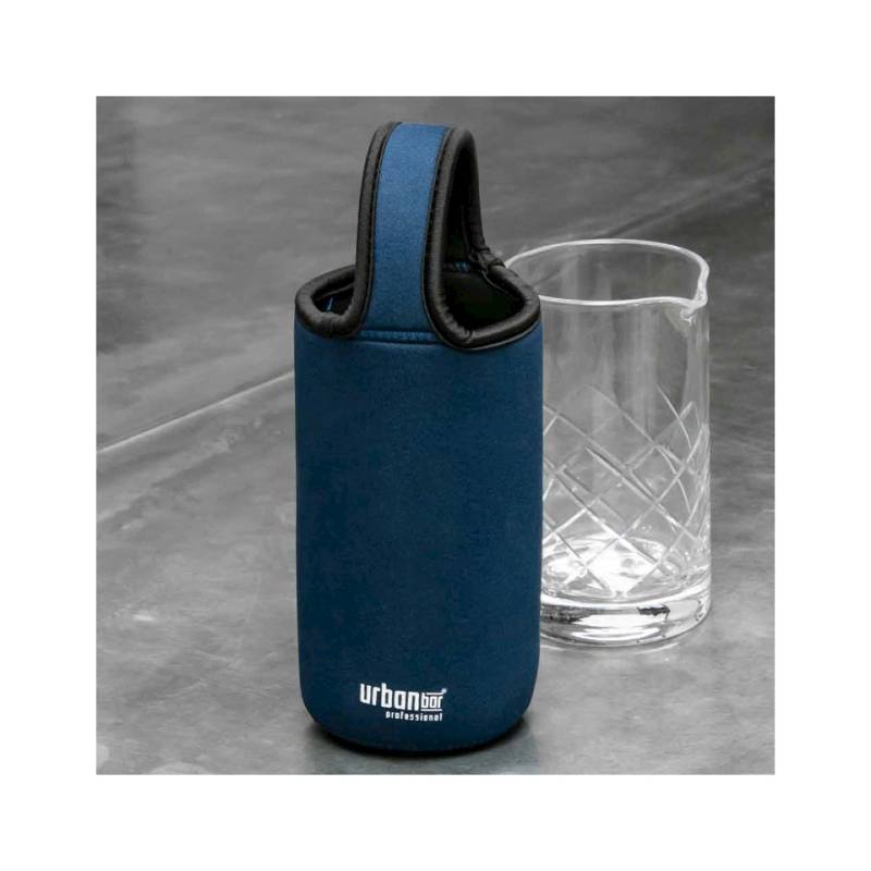 Blue and black flexible neoprene mixing glass protective band 28x9 cm