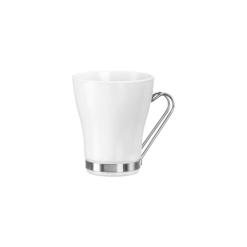 Bicchiere latte Oslo Bormioli Rocco con manico in acciaio inox in vetro bianco cl 22