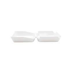 White melamine hamburger plate 2 compartments 30x15 cm