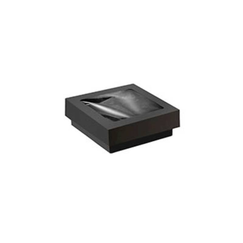 Black cardboard disposable bakery food box with window lid cm 11.5x11.5x4.5