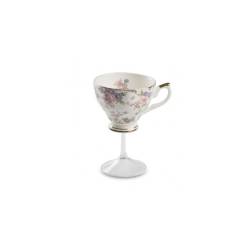 Victorian 100% Chef porcelain tea cup and glass stem cl 20