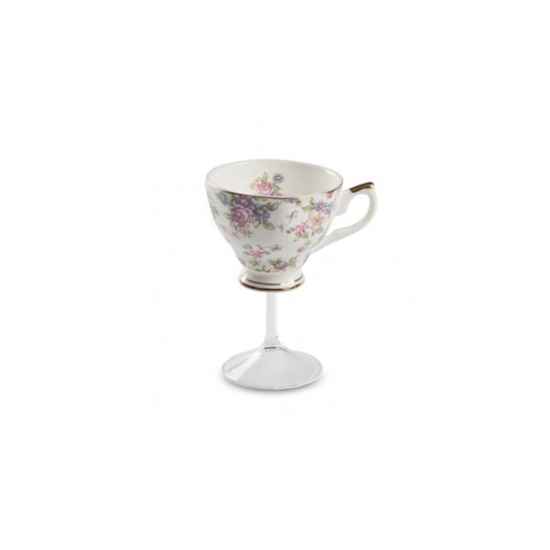 Victorian 100% Chef porcelain tea cup and glass stem cl 20