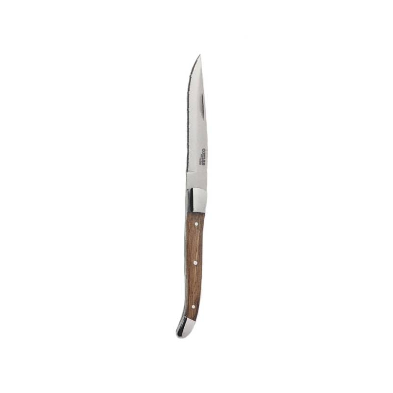 Alps steak knife stainless steel serrated blade and wooden handle cm 23