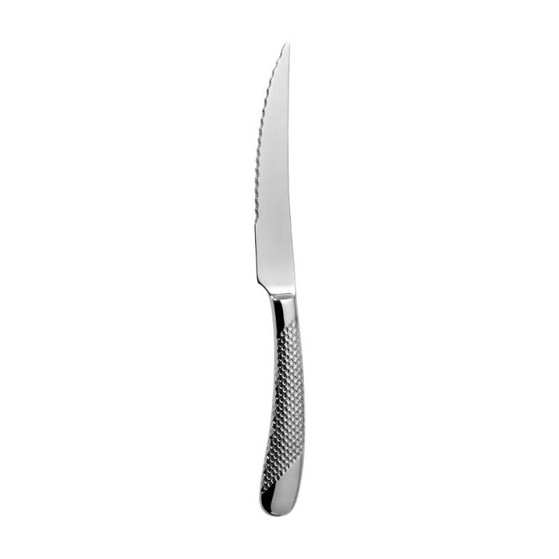 Geometric serrated stainless steel steak knife 23.2 cm