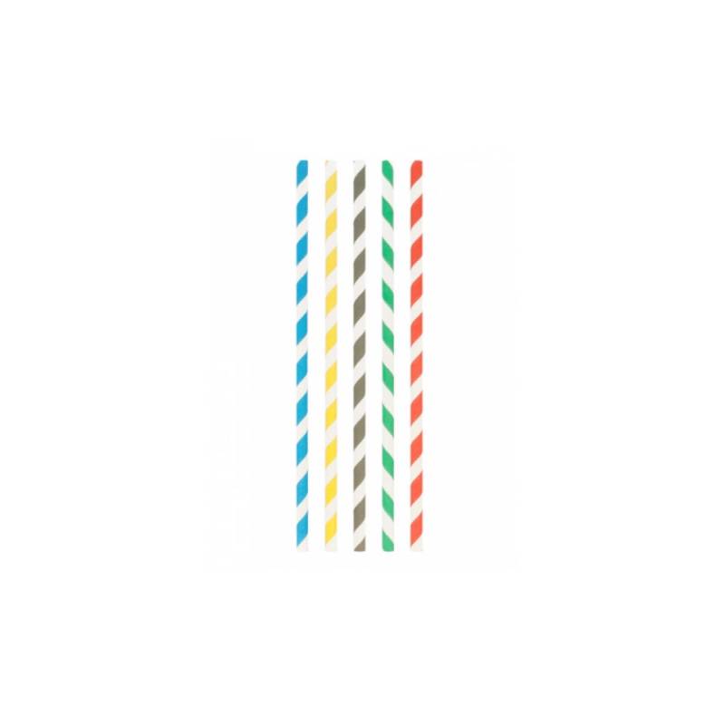 Cannucce in carta decoro a spirale colori assortiti cm 23x0,8