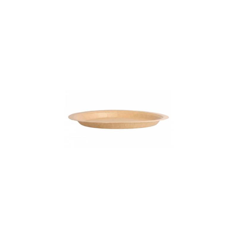Assiette en papier brun bio-lacqué 18 cm