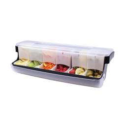 First In condiment holder 6 black plastic trays cm 51x16.5x16.5