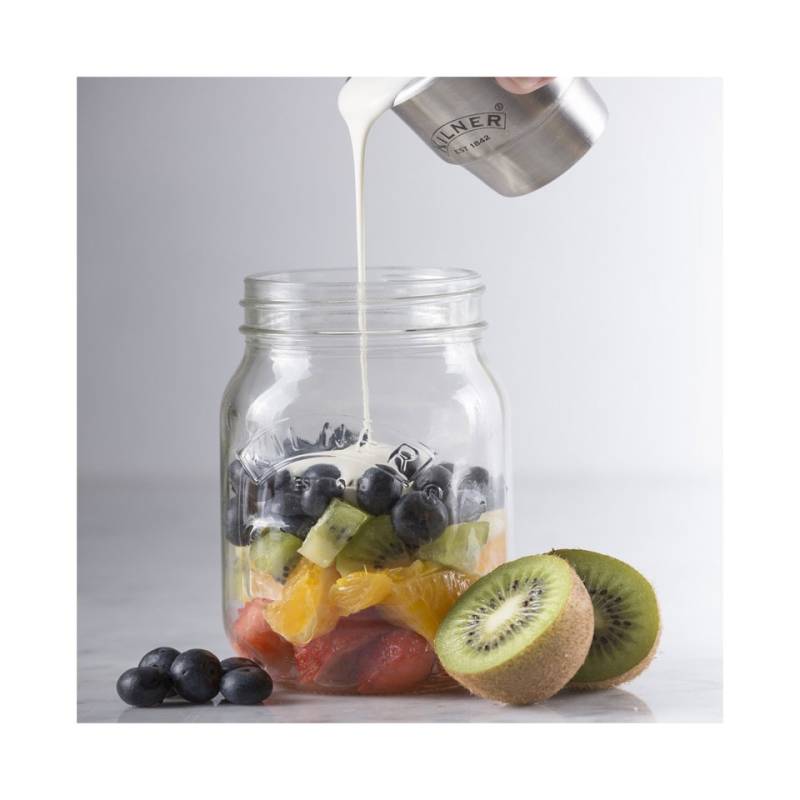 Barattolo Snack on the Go Kilner in vetro con tappo in alluminio e inserto in acciaio cl 50