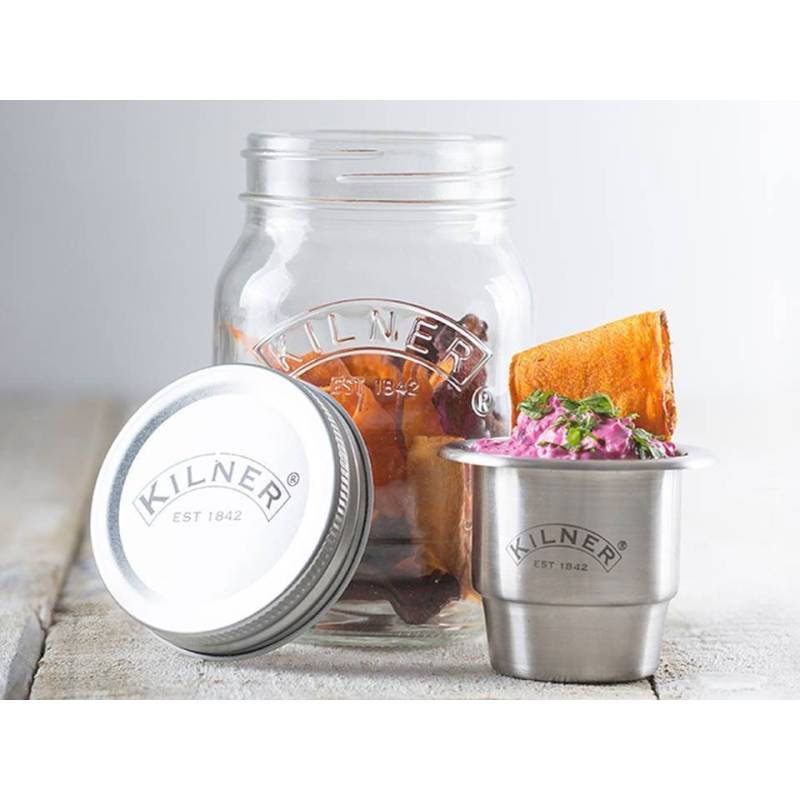 Barattolo Snack on the Go Kilner in vetro con tappo in alluminio e inserto in acciaio cl 50