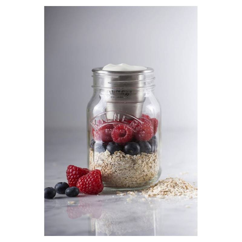 Barattolo Snack on the Go Kilner in vetro con tappo in alluminio e inserto in acciaio cl 50