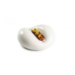 Dune Taco 100% Chef plate in glossy white porcelain 17x7 cm.