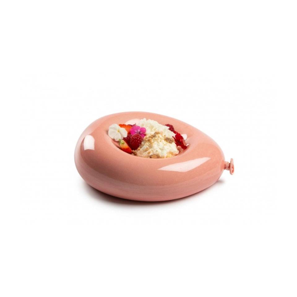 Globus XL 100% Chef dish in pink porcelain 23x20x7 cm.