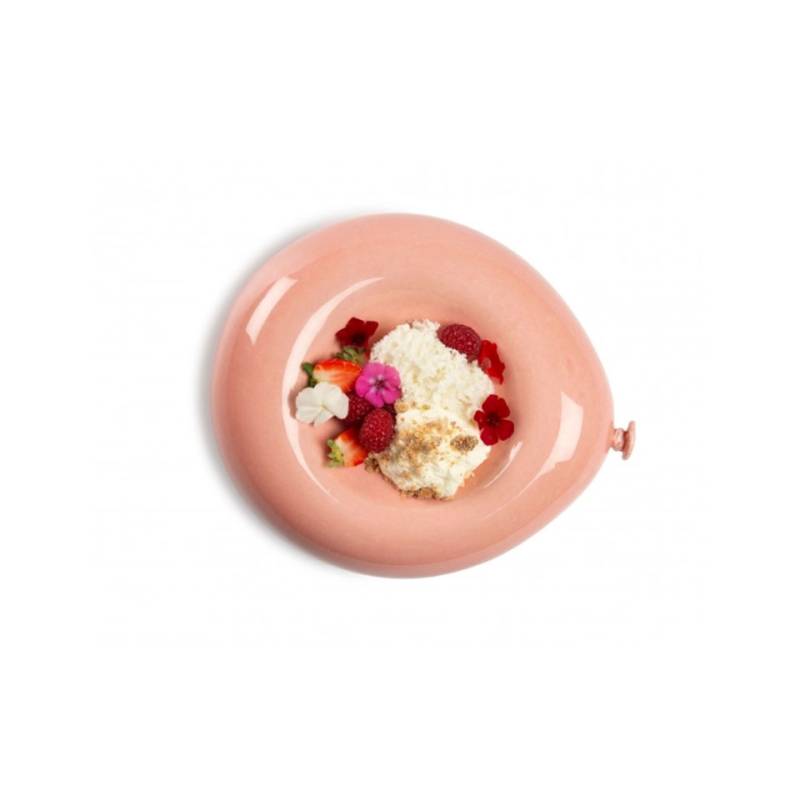 Globus XL 100% Chef dish in pink porcelain 23x20x7 cm.