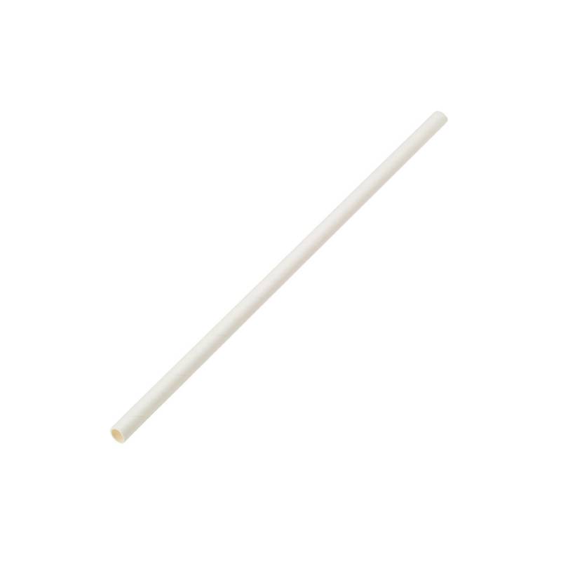 Pailles blanches en papier biodégradable 20x0,6 cm