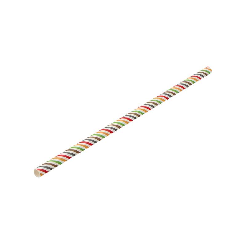 Multi Stripe biodegradable colored paper straws cm 20x0.6
