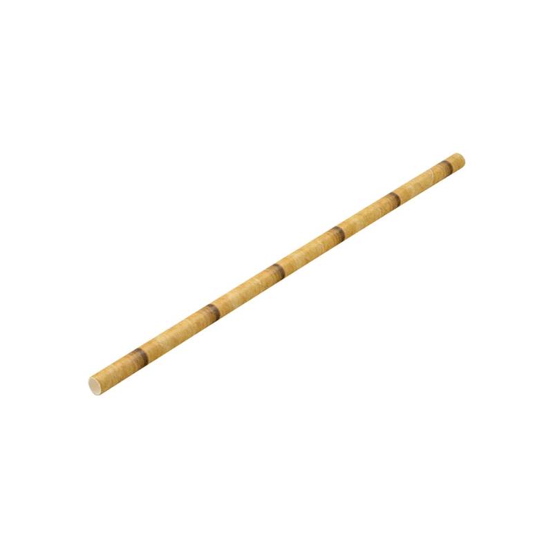 Bamboo straws in beige biodegradable paper