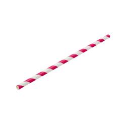 Biodegradable straws with spiral decoration in white and pink paper cm 20x0.6