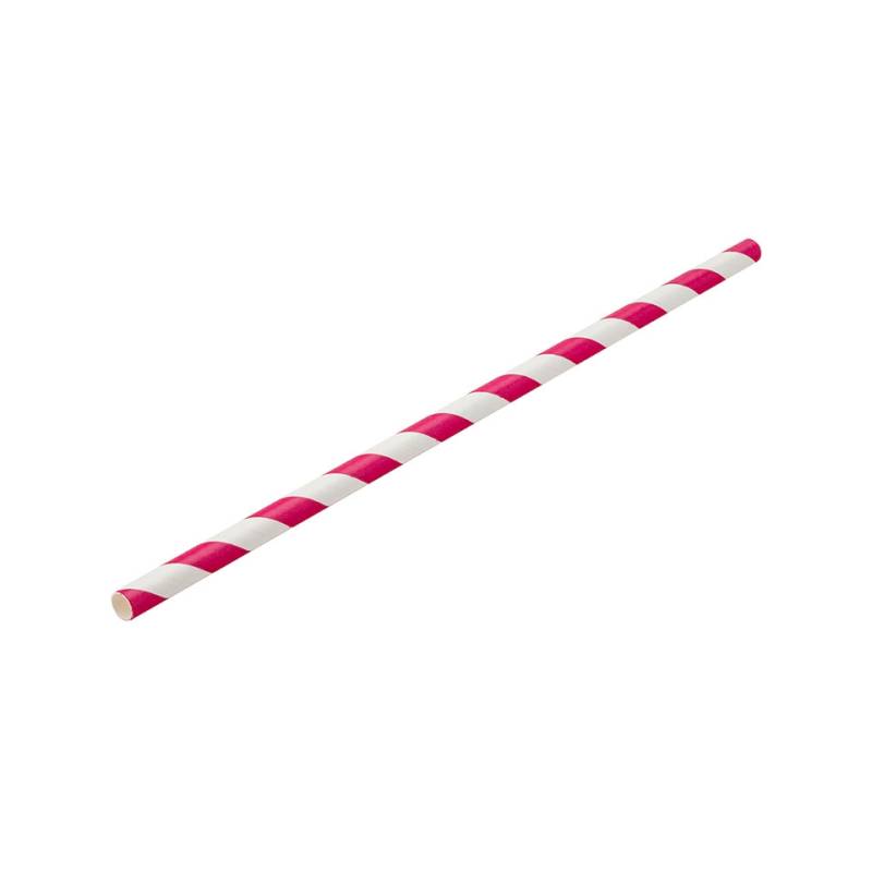 Biodegradable straws with spiral decoration in white and pink paper cm 20x0.6