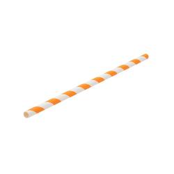 Cannucce biodegradabili con decoro a spirale in carta bianca e arancione cm 20x0,6