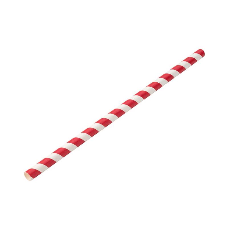 Jumbo biodegradable paper straws with white and red spiral decoration cm 23x0.9