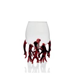 Bicchiere Corallo Rosso 100% Chef in vetro borosilicato trasparente e rosso cl 25