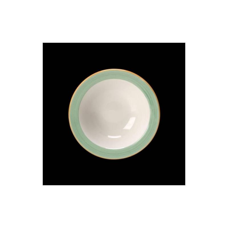 Steelite Performance Rio white vitrified ceramic bowl with green band 6.50 inch